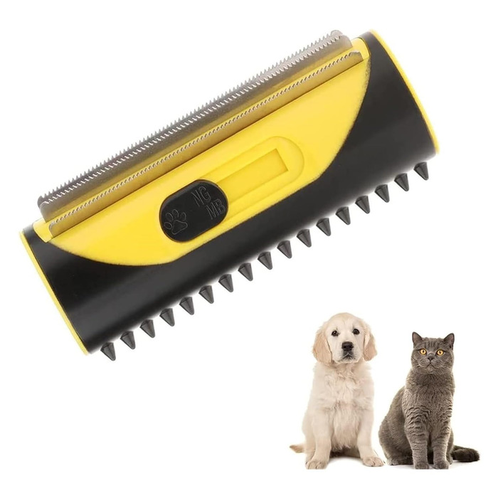 Набір для догляду за шерстю тварин 3-в-1: щітка, гребінець, тример для собак та котів (жовтий)