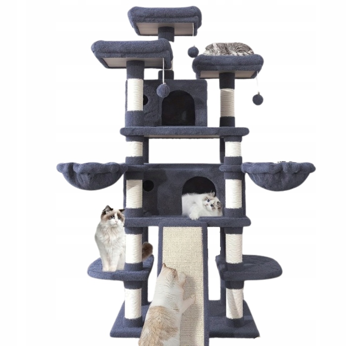 Ігровий комплекс для котів: дерево-драпалка з будиночком та лежаком, 165 см