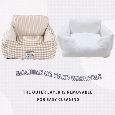 Автокрісло для собак Petpela з безпечним ременем, м'яке, вологостійке, неслизьке. Підходить для собак маленьких та середніх порід. Сірий (Бежево-сірий в клітинку)