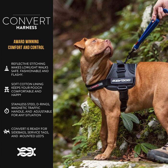 Шлея для собак EzyDog Convert червона L, міцна, зручна, для прогулянок, антикорозійний D-кільце