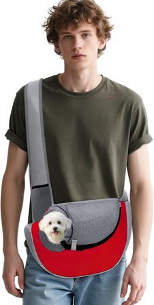 Сумка-переноска для собак і котів ALLOPET, червона, розмір L, для прогулянок та кемпінгу