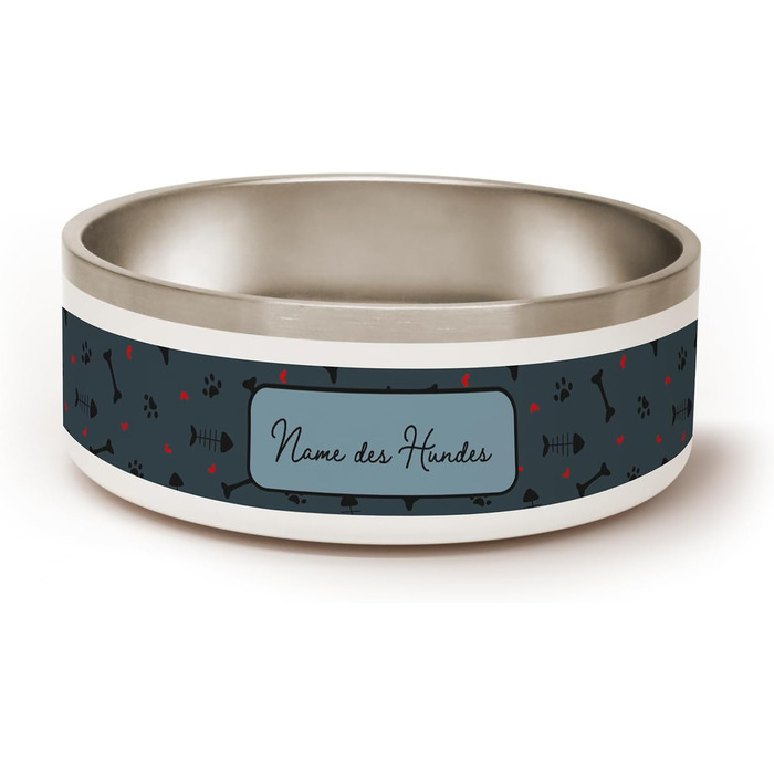 PICANOVA Набір мисок та контейнерів для корму для собак з іменем - Персоналізований набір у різдвяному дизайні - Керамічний набір мисок та контейнерів для собак як подарунковий набір для власників домашніх тварин - Дизайн Candy Bones (Набір Рибка та Кістк