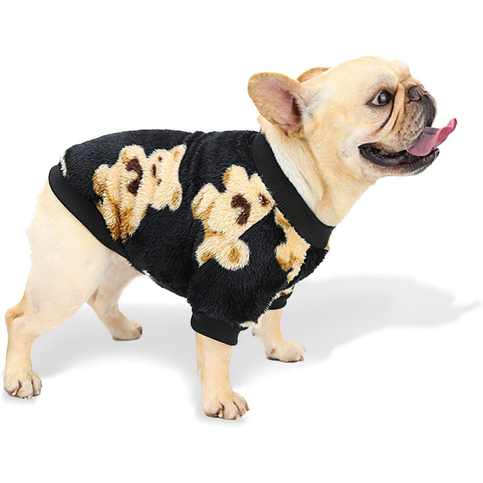 Теплий зимовий халат для собак Galatée, флісовий пуловер для маленьких та середніх собак (XL, чорний)