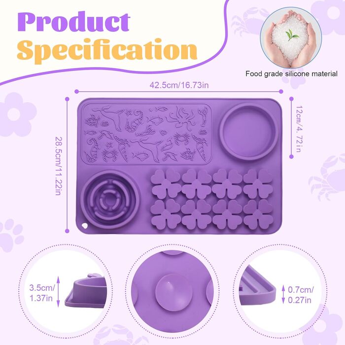 Силіконовий килимок-лежанка для собак та котів - повільний годівник, антиковзкий, пазл-лежанка для швидких їдців, інтерактивна кормушка для тварин, фіолетовий