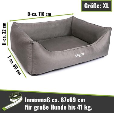 Крісло-ліжко для собак великих порід CopcoPet, XXL, 110x90 см, антиковзаюче, з штучної шкіри, сірого кольору
