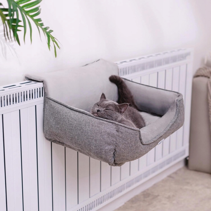 Підвісний лежак-гамак для котів на радіатор Happi N Pets, сірий