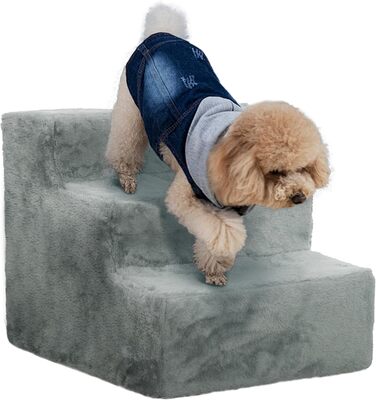 Сходинка для тварин PawHut - 3 сходинки, сіра, для собак та котів до 5 кг, 46 x 35 x 35 см