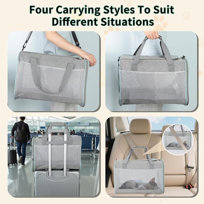 Транспортна сумка Cozary для кота/собаки: переноска для тварин, легка переноска-кошик з знімним підкладкою (44x30x30 см, сіра)
