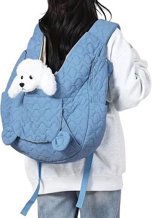 Рюкзак-переноска для собак та котів Ahuuen - дихаючий, м'який, для маленьких собак, кошенят, цуценят. Підходить для прогулянок, подорожей, кемпінгу, велопоїздок та шопінгу (Saphir)