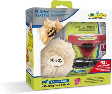 FURminator FURflex подарунковий набір для собак L, деШеддер і іграшка, червоний