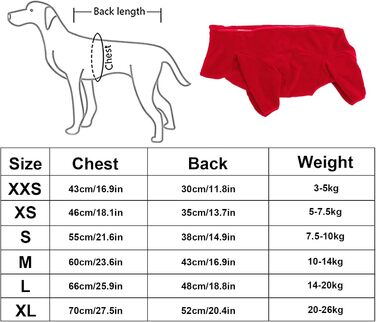 Теплий флісовий халат для собак, цільнотілий, з чотирма лапами, з регульованим капюшоном та блискавкою, зимовий одяг, ідеально підходить для собак у приміщенні та на вулиці, для малих, середніх та великих собак, червоний