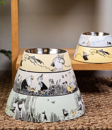 Миска для корму Muurla Moomin з меламіну та нержавіючої сталі, сіра (ØxH) 22 x 6,8 см