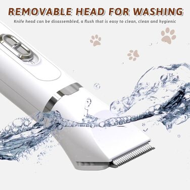 Машинка для стрижки собак, триммер для лап, шліфувальник лап для собак, триммер для лап собак з LED, машинка для стрижки шерсті собак та котів, для тіла (білий, рожевий)