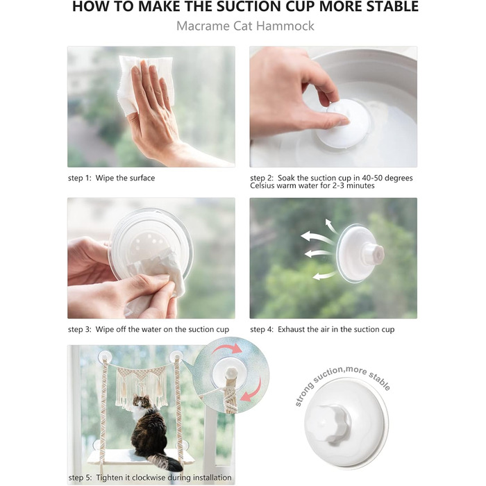 Кішка-гойдалка на вікно Dahey, гамак для котів з макраме, бохо-кріплення на стіну, зручне ліжко для котів, економія місця, безпечне кріплення, витримує до 10 кг