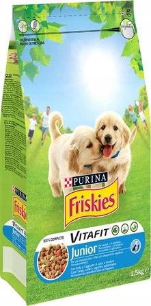 Корм для цуценят Friskies Junior з куркою, молоком та овочами, 15 кг