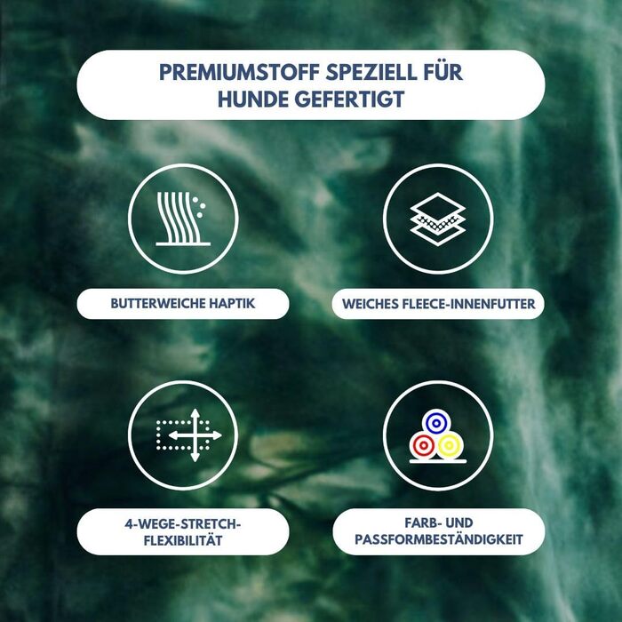 Світшот для собак Spark Paws з капюшоном, преміум-якість, м'який велюр, комфортний крій, заспокійливе флісове підкладка, підходить для всіх порід, Green Skydye, розмір 3XL (27-36 кг)