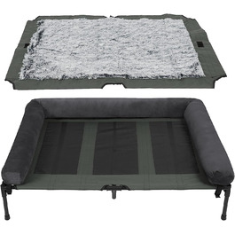 Підняте ліжко для собак BingoPaw XXL 130x90x18 см, для великих порід, вуличне, для саду, кемпінгу, сонячна лежанка, міцний металевий каркас