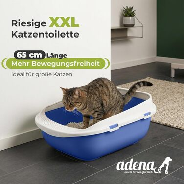 Великий закритий лоток для котів XXL Jumbo (65 см) з бортиком та совком, синій