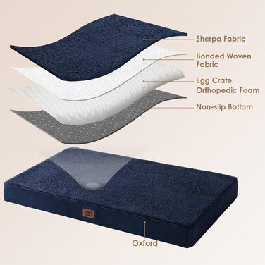 Ортопедичне ліжко для собак середніх порід EHEYCIGA, 89x58x9 см, м'яке, знімний чохол, блакитне