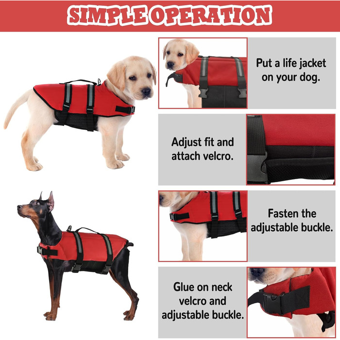 Жилет рятувальний для собак FainFun Orange, для малих та великих, регульований розмір, Ripstop, світловідбивачі, сильний плавучість