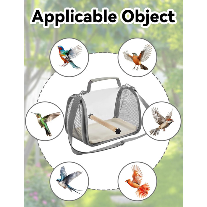 Транспортний ящик для птахів Gxdamxz з піддоном та дерев'яною перегородкою, клітка для хвилястих папужок/інших птахів/дрібних тварин, 27x20x20 см