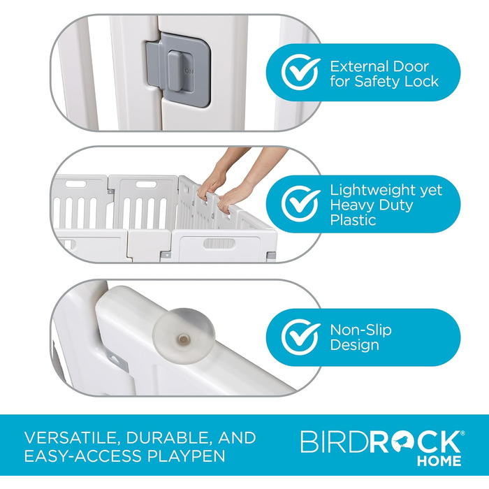 Льох для собак Birdrock Home з 16 панелей, великий, 65 см, білий - безпечний загін для цуценят