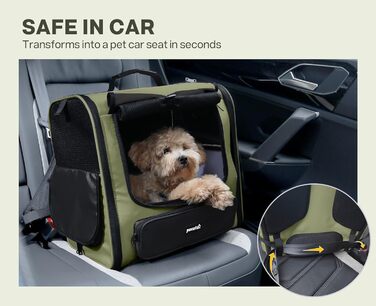 Рюкзак-переноска для котів та маленьких собак Pecute, темно-зелений. З вентиляцією, міцний, ергономічний, для подорожей, кемпінгу та походів.