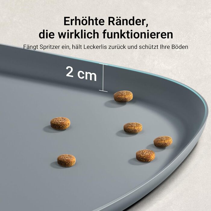 Підкладка під миску для котів DownyPaws, силіконова, 62 x 43 см, сіра. Захист від розливу води та корму, легко миється, BPA-free