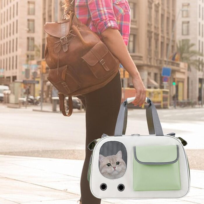 Зручна переноска для тварин: переноска для кота/собаки, складана, зелена