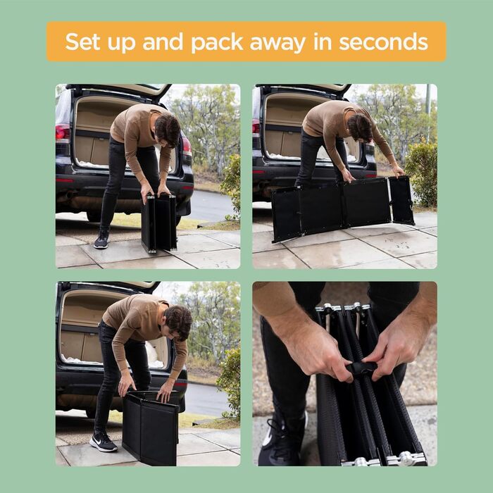 Рампа для собак Hakuna Pets Deluxe з алюмінію - портативна складна рамка для автомобілів, SUV та ліжок - неслизька поверхня для великих та маленьких собак - підтримує до 68 кг - легка та міцна