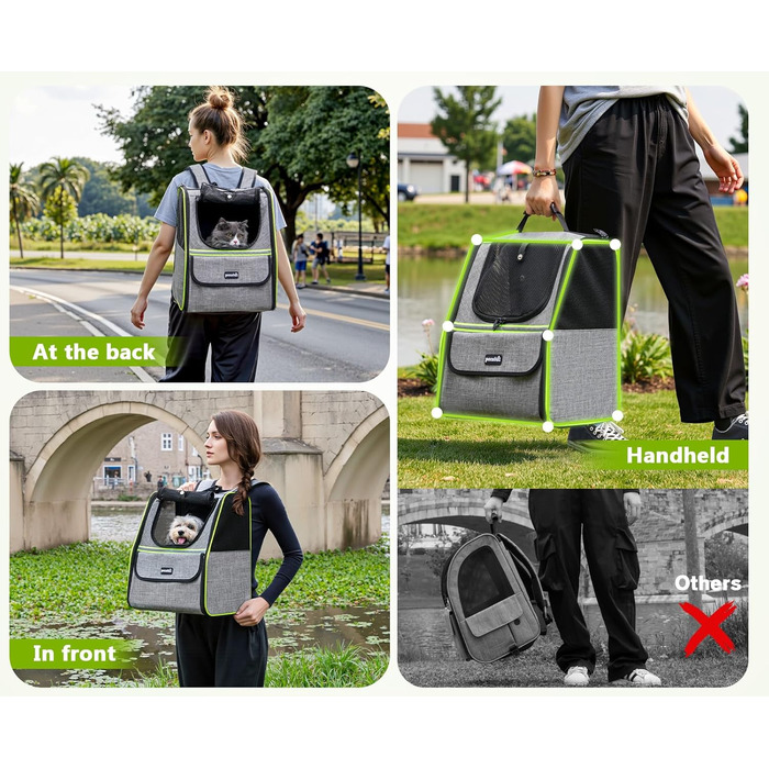 Плед-рюкзак для кота Pecute з сіткою, переноска для тварин, рюкзак для вигулу собак до 6 кг (сірий, розширюваний)