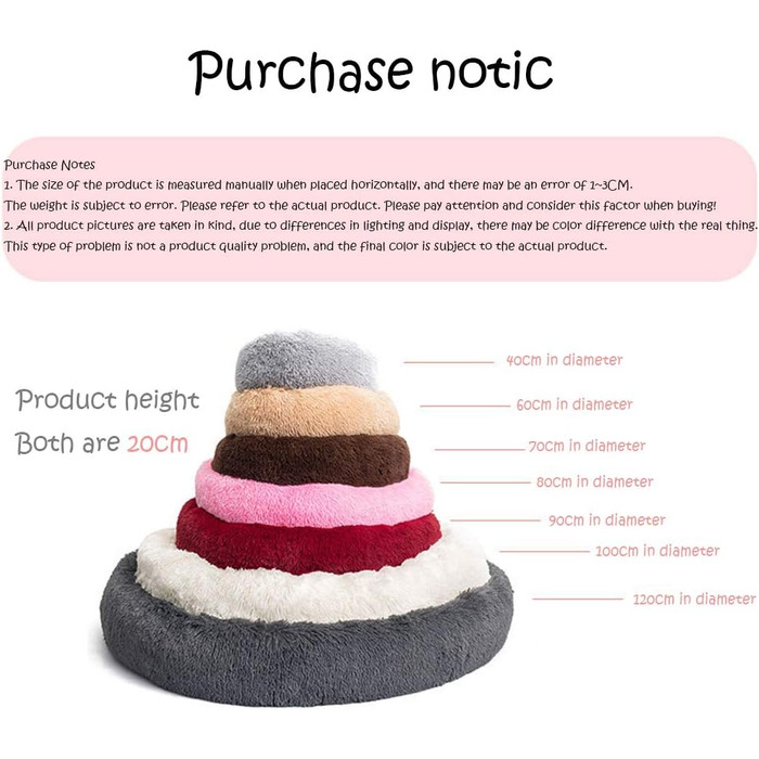 Кругле ліжко для собак FANSU з м'якого плюшу, ковзаюча база, ліжко для котів, розмір та колір обираються (Помаранчевий, 60см), 60см, Помаранчевий