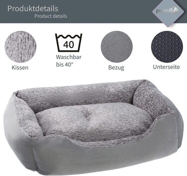 Крісло-ліжко для собак з знімним та пральним подушками, сірий колір, розмір M