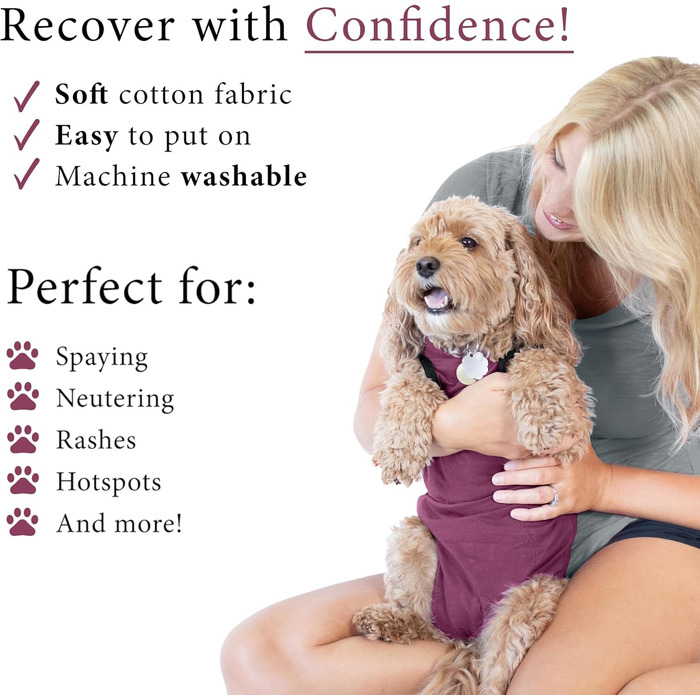 Захисний боді для собак після операції (для сук та кобелів), боді після кастрації, альтернатива нашийника (каштанового кольору, розмір S)
