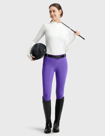 Легінси для їзди верхи FitsT4 Daen з повним силіконовим покриттям, кишенею для телефону та шлевками для ременя (M, світло-фіолетовий)