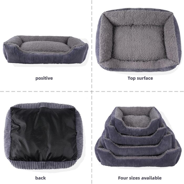 Ортопедичне ліжко для собак середнього розміру TWDEPART, сіре, 89 x 63 см, знімний чохол, антиковзаюче
