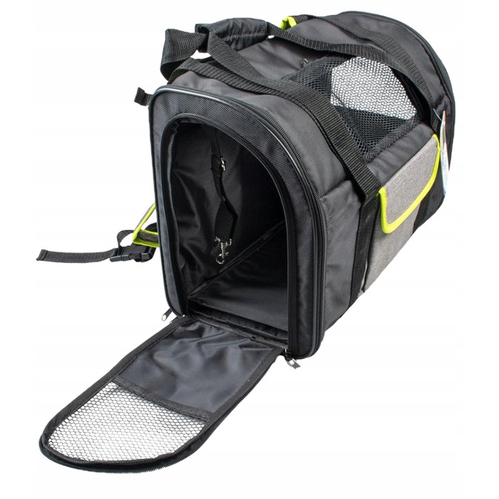 Переноска для собак та котів Duvo+ XS — чорна тканинна + шлейка