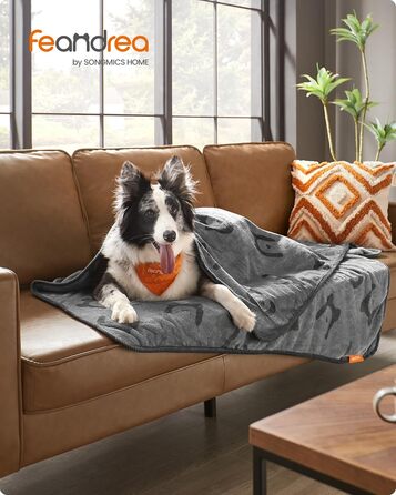 Ковдра для собак Feandrea, 3 шт. в наборі, XL (152 x 127 см), фланель, сірий, захист дивану, для середніх та великих собак