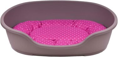 Корзина для собак Adena, 58 x 38 см, бежева + подушка в горошок, рожева (110 x 74 x 30 см)