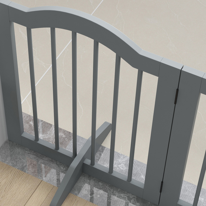 PawHut Barrier Dog 3 частини, 154,5 x 61 см складні ворота для собак з дверима, дверний щиток з 2 опорними ніжками, окремо стоячі сходові ворота для кухні, передпокою, світло-сірі | Аосом