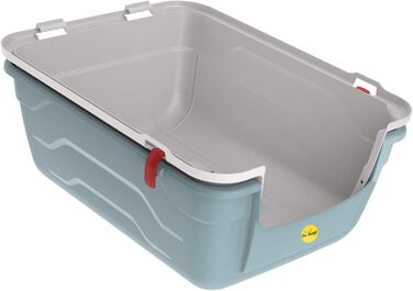 Туалет для котів Cat Centre з кришкою, лотком, дверцятами, совочком та вугільним фільтром для великих котів, 52 x 40 x 40 см (Сірий + сірий килимок)