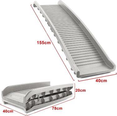 Рампа для автомобіля Auto PKW Hunderampe, сіра, 155x40 см, до 90 кг, антиковзаюча, складна