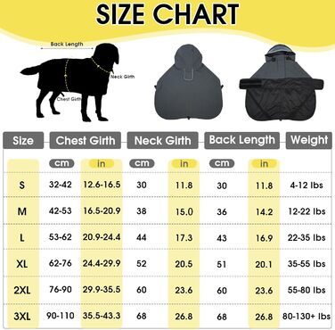 Водонепроникний дощовик для собак Regenantel з капюшоном, світловідбиваючі елементи, регульований, куртка для собак з петлями для ніг та отвором для повідка, для малих, середніх та великих собак (M, сірий)