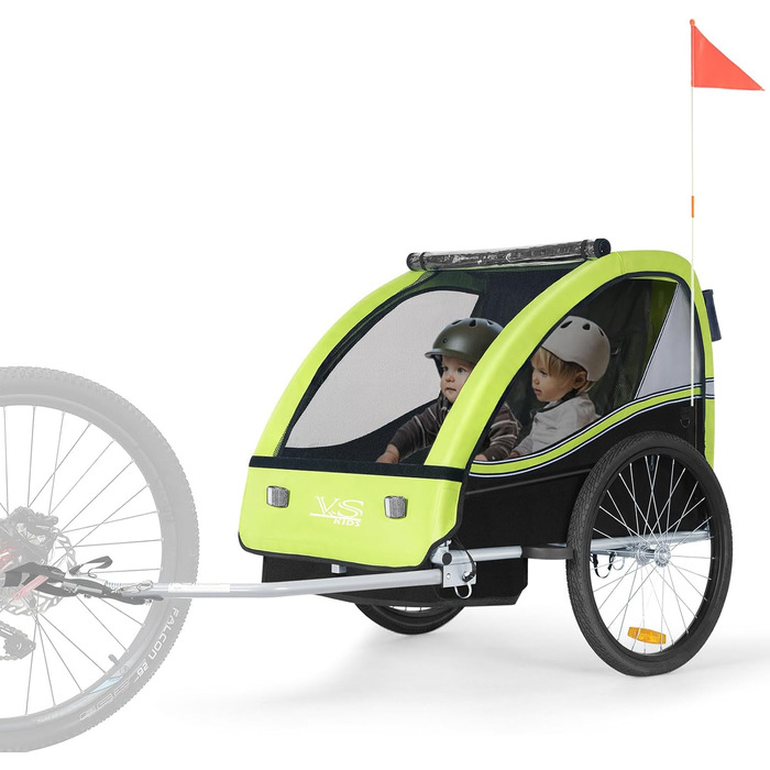 Дитячий причіп Tiggo VS 2 в 1: велосипедний причіп + коляска Jogger, 50202 (зелений лемон)