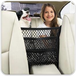 Сітчаста перегородка для собак у машину, універсальна для передніх сидінь, з 2 кишенями для зберігання