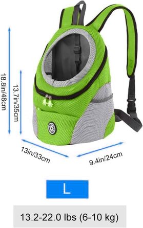 Рюкзак-переноска для собак та котів, до 10 кг, зелений, для подорожей та активного відпочинку