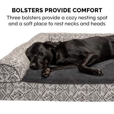 Холодне ліжко для собак Furhaven з гелевою піною, плюш та декор у стилі південно-західного килима, дизайн у стилі дивану знімний, пральний чохол, фіолетово-сірий, розмір L, 91 x 69 x 17 см