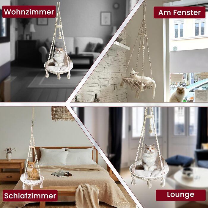 Шоука для котів Parduzi, ручної роботи, натуральний колір, гамак для котів, підвісна лежанка