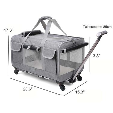 Трансформер-переноска для тварин на колесах, переноска для собак та котів, блакитна, з телескопічною ручкою, для подорожей