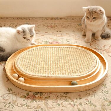 CheerPals Кігтеточка для котів 2-в-1 з натурального сизалю та м'яти, з масивного ясеня, 43x33x3 см